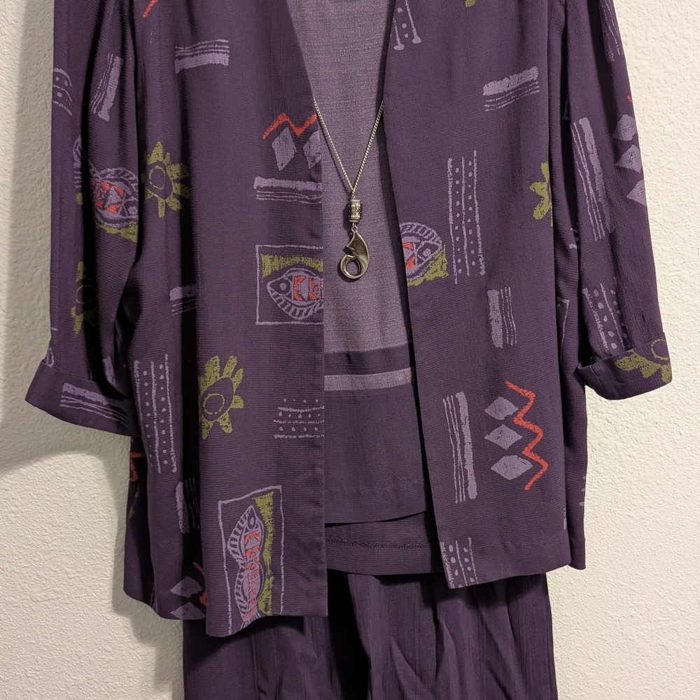 Purple Patterned Two-Piece Outfit